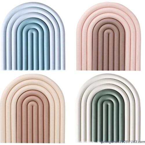 P8DE Silicone Rainbow Coaster Removable Heat Insulation Pad Cup Mat Plate Placemat
