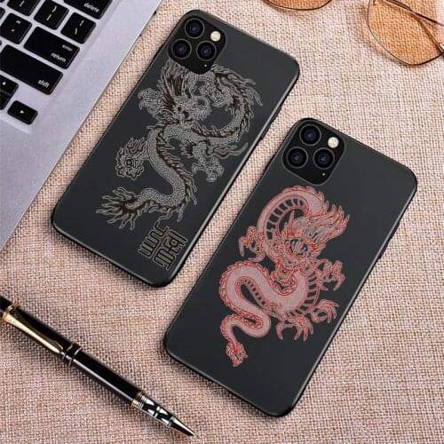 Fashion Black Red Purple Dragon Phone Case for iPhone 11 12 Pro mini pro 8 7 6 6S Plus X SE 2020 XR XS MAX Silicone Case