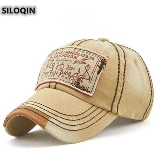 SILOQIN New Trend Cotton Baseball Cap For Men Women Autumn Fashion Snapback Caps Adjustable Size Vintage Patch Embroidery Caps