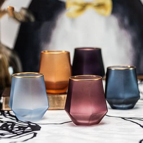 Modern Minimalist Glass Drinking Cup Hexagonal Luxury Frosted Drawing Phnom Penh Whiskey Glass Home Bar Beer Drinking Mug