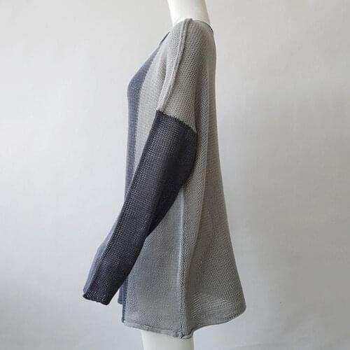 Comfy Top Color Block Knitted Sweater for School Women Sweater Comfy Top Color Block Knitted Sweater for School