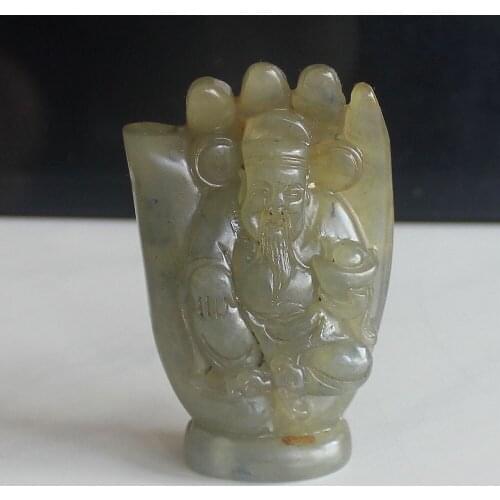 Unique carved Chinese Old Jade Hand Buddha pendant figurine