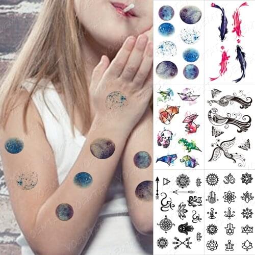 Waterproof Temporary Tattoo Sticker Panda Dinosaur Planet Butterfly Children Flash Tatoo Female Henna Body Art Fake Tatto Male