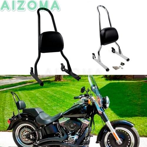 Motorcycle Rear Backrest Sissy Bar w/ Passenger Pad Kit For Harley Softail Custom Springer FXST FXSTC FXSTB Fat Boy FLSTF 06-19