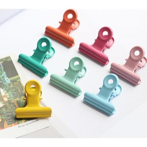 7pc Colored Pink Clamp For School Creative Bills Receipt Binder c18 Cute Metal Paper Clip Bookmark