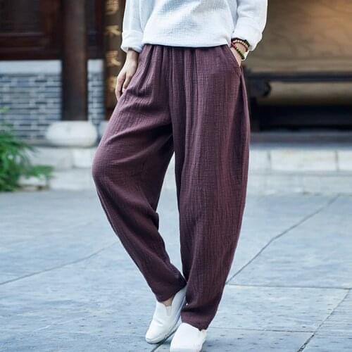 Pantalon femme ete 2018 Spring and summer pants england version trousers loose Haren pants cotton linen pantalones mujer verano