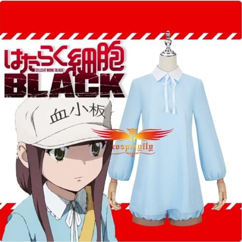 Anime Cells at Work!BLACK Platelet Cosplay Costume Adult Women Girl Suit Blue Top Shorts Socks Bow Necklace Hat Halloween COS