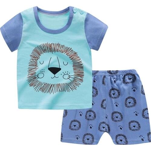 ZWF1054 Baby Summer Cotton Clothing Sets Toddler Kids Baby Boys Girls Solid Short Sleeve T-shirts Shorts Bottoms Outfits