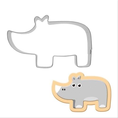 1pcs patisserie reposteria Cartoon Rhinoceros Molds Metal Cookie Cutter Fondant Cake Decor Tools Biscuit Chocolate Pastry Mould