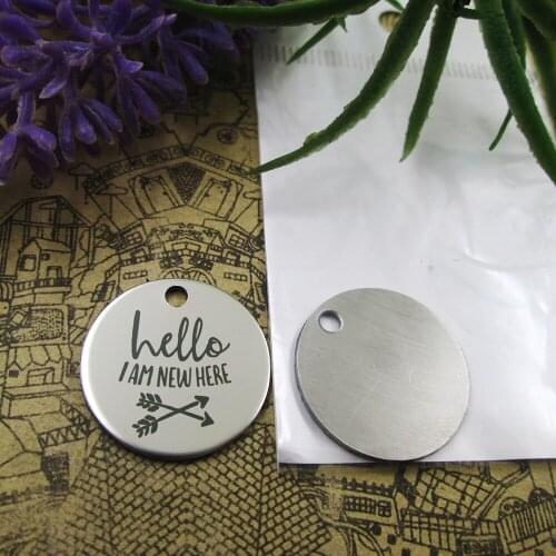 20pcs--"HELLO I AM NEW HERE"stainless steel charms 5 styles for choosing DIY Charms for necklace bracelets