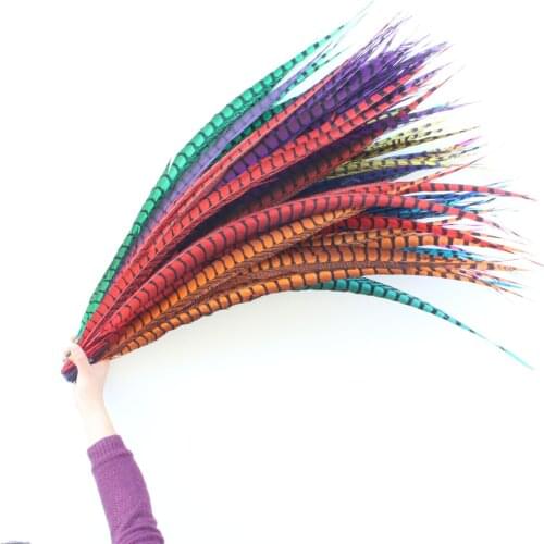100pcs Pheasant Tail Feathers 80-90CM 32-36 Inch Carnival Party DIY Decorations Lady Amherst Pheasant Feathers for Craft