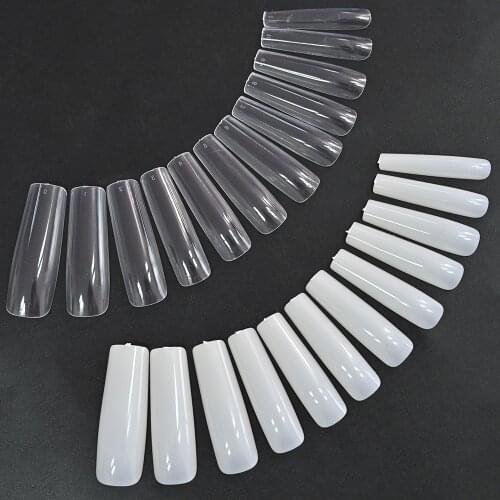 120pcs/Box XXL Square Full Cover Press On False Nail Tips Ballerina Clear/Natural Extra Long Straight Tools Fake Nails Tips VO-8