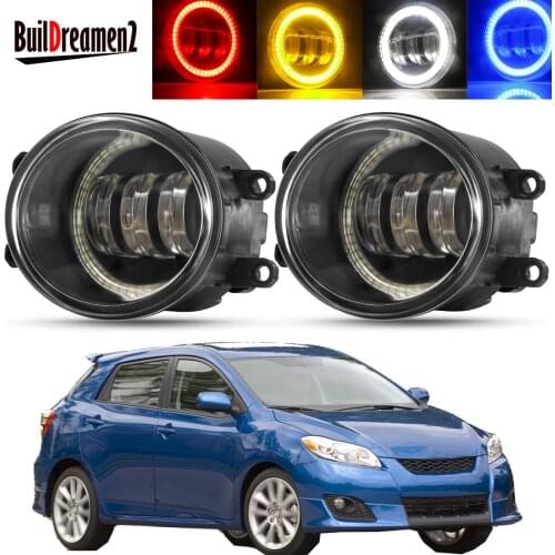 2 X Car Front Bumper Angel Eye Fog Light Assembly For Toyota Matrix 2008-2013 LED Lens Fog Driving Lamp DRL 30W 6000LM 12V