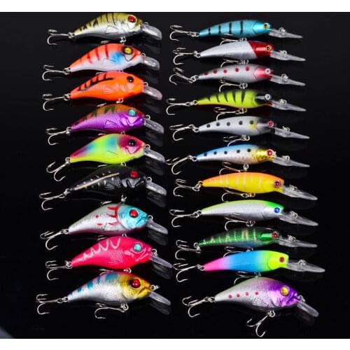 20Pcs Mixed Lot 2 Models Fishing Lures Minnow Lure Crank Bait Tackle Crankbaits