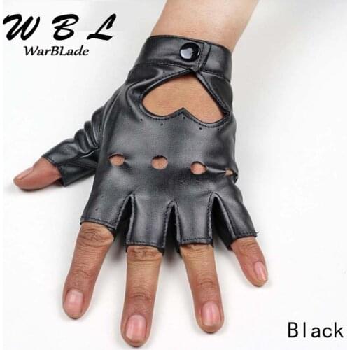 2018 Fashion Womens Leather Gloves Fingerless Star Hollow Gloves Party Show Breathable Half Finger Mittens for Women