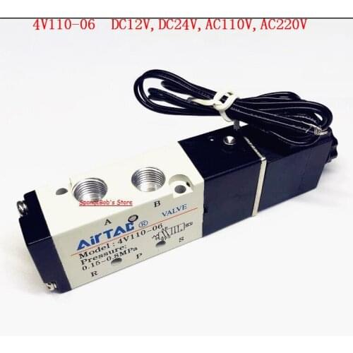 4V110-06 1/8" DC12V / DC24V / AC110V / AC220V Air Pneumatic Solenoid Valves 5 Port 2 Position IP65