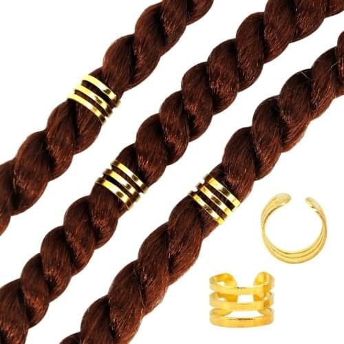 50Pcs Women Girls Dreadlocks Beads Hair Braid Rings Clips DIY Braiding Metal Cuffs Jewelry Pendants Hair Decoration Accessories