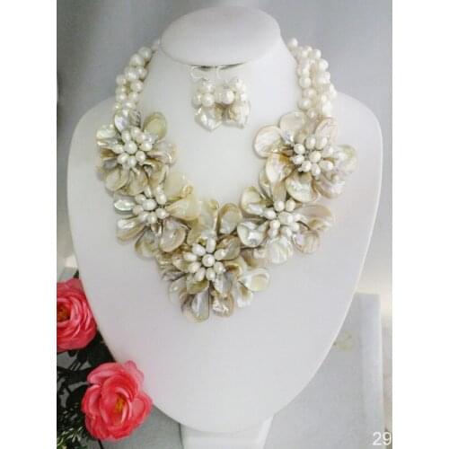 African Wedding Shell Beads Jewelry Necklace And Earring 20"