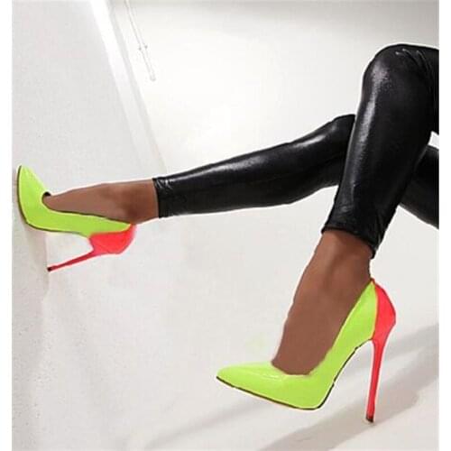 ASHIOFU Handmade Womens High Heel Pumps Two-tones Slip-on Party Office Shoes Sexy Evening Fashion Stiletto Heel Court Shoes