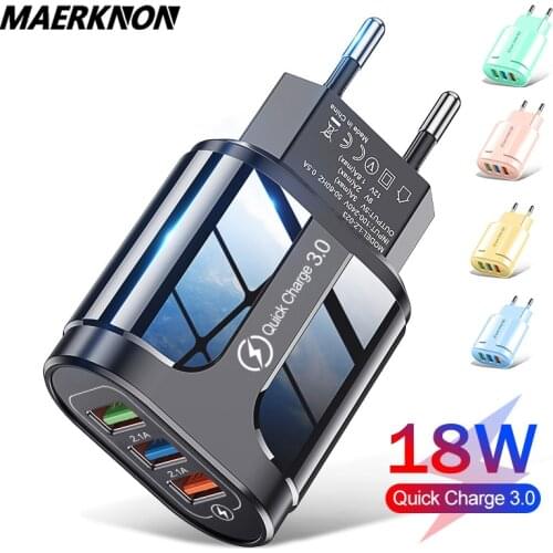 18W USB Fast Charger For iPhone 12 Samsung Xiaomi Mobile Phone Chargers Quick Charge 4.0 3.0 FCP SCP EU US USB Fast Charging