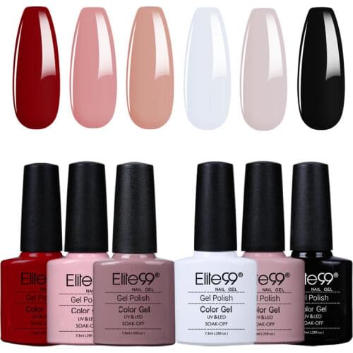 Elite99 6Pcs/lot Nail Gel Polish Set Soak Off LED UV Gel Nail Polish 7.3ml Pure Color Nail Art Manicure Gel Varnishes For Nails