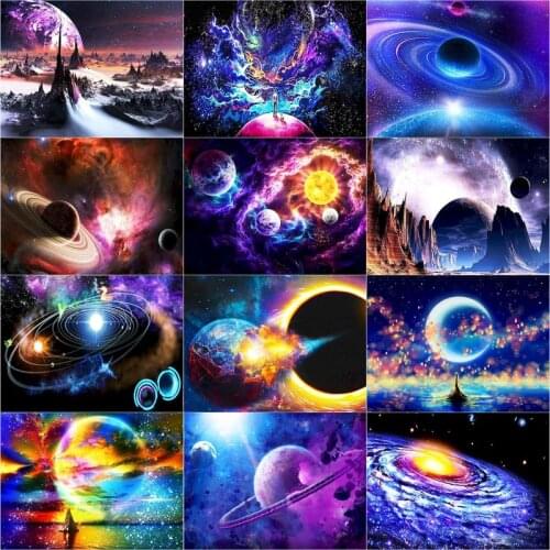 GATYZTORY Frame 60x75cm Space DIY Painting By Numbers Landscape HandPainted Oil Painting Drawing On Canvas Home Wall Decor