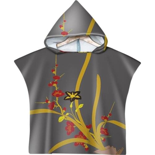 Colorful Flowers Pattern Microfiber Beach Towel For Baby Children Soft Hooded Bath Towel Swimming Cloak