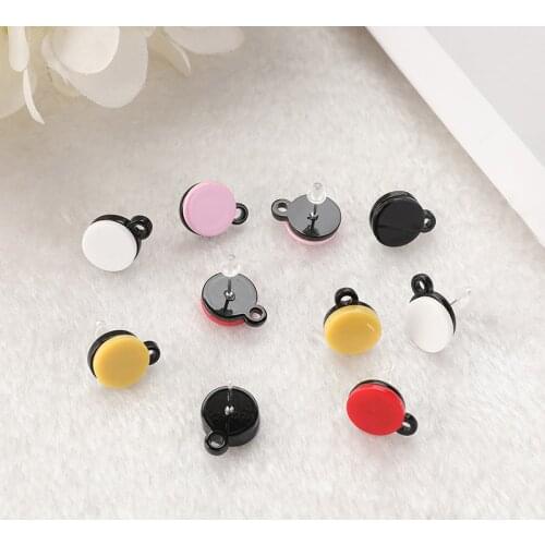 10pcs Multicolors Stud Earring Pendant Acrylic Round Charms for DIY Earring Making Accessories