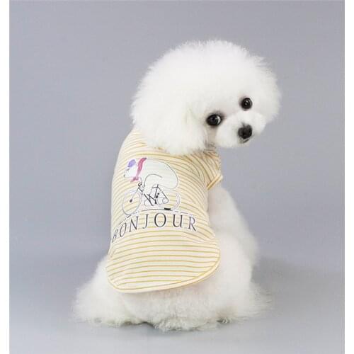 Small Dogs Puppy Summer Autumn Cotton Soft Stripe Vest Cute Cartoon ReadyGo Printed Fashion T-Shirt Home Casual Dogs Clothes