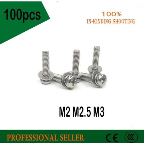 M2 M2.5 M3 Plate with nickel Round Combination Screw Three Combination Screws Cross Pan Head Combination bolt