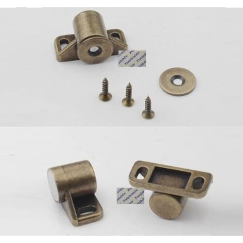 10Pcs/Lot Zinc Alloy Antique Bronze Cabinet Cupboard Barrel Magnetic Door Catch Latch Magnet Cabinet Hardware Matching Screw