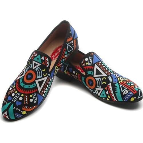 XQWFH New Pointed Toe printing Flat Shoes For Men Male Wedding Dress Prom Homecoming Shoes Zapatos Hombre Vestir