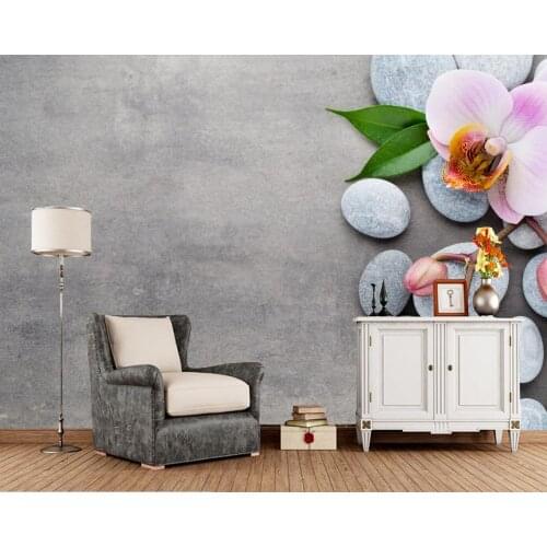Stones Orchid Flowers photo wallpaper,living room bedroom sofa tv wall restaurant bar 3d wallpaper murals papel de parede