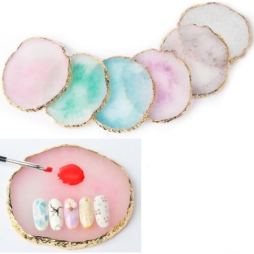 New 1Pcs Round Resin Agate Stone Nail Color Palette Gel Polish Pallet Mixing Drawing Paint Plate Pad Manicure Display Shelf