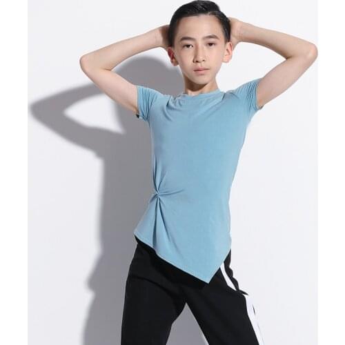 Boys Latin Dance Clothes Short-Sleeved Practice Clothes Summer Chacha Rumba Latin Dance Competition Performance Costumes DN8923