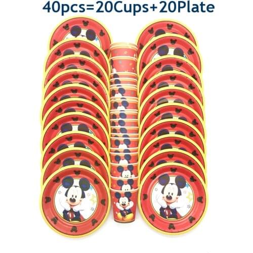 Disney Red Mickey Themed Disposable Tableware Paper Plates For Child Favors Birthday Baby Shower Supplies Red Mickey Party Decor