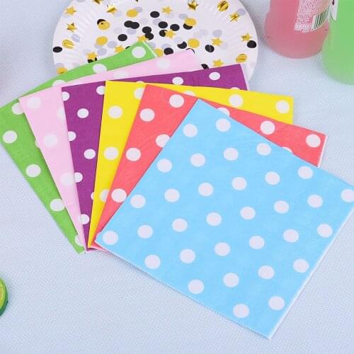 20 Pc/Pack Pink Blue Yellow Red Disposable Napkins Dot Towel Baby Shower Gender Reveal Birthday Baptism Party Supplies 13*13Inch