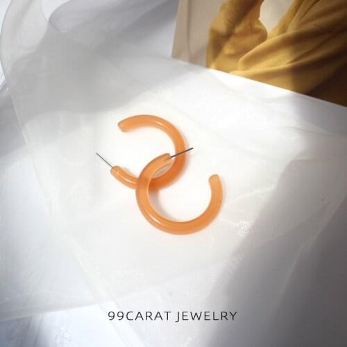 99g exaggerated personality orange translucent Earrings retro style color gentle atmosphere temperament female