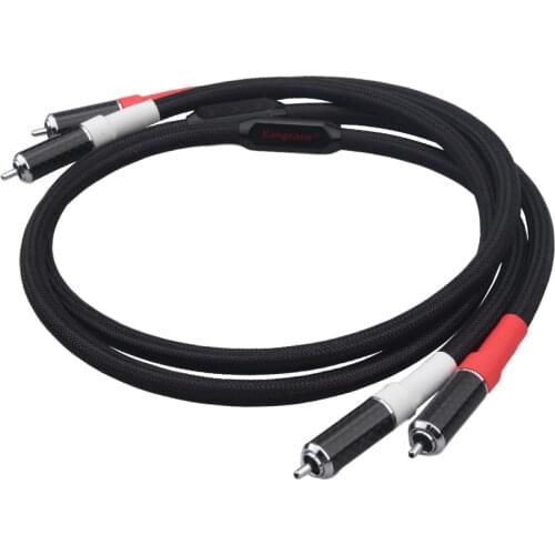 Pair Audiophile 4N Rectangular Sterling Silver Conductor High Density Shielding Carbon Fibre Interconnection Hifi Audio Cable