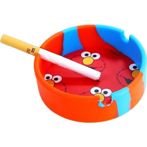 85mm Cartoon Silicone Ashtray with Lid Portable Soft Cigarettes Ash Tray for Home Smoking Accessories Indoor Outdoor Use Random