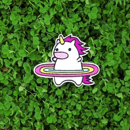 Hot Cute Cartoon Unicorn Embroidered Patches For Clothes Applique On Clothing Stripe Iron-on Sticker Fashion COOL Decor Washable