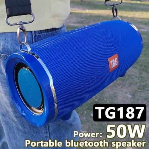 Portable High Power 50W TG187 Bluetooth Speaker Sound Column Speaker Subwoofer Speaker Music Center FM Radio for Computer Iphone