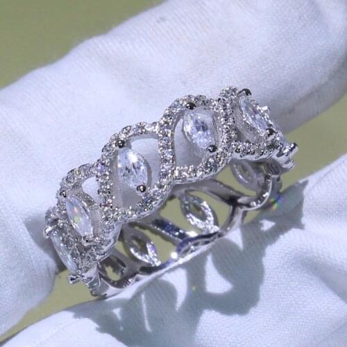 Size 5-10 Victoria Luxury Jewelry Promise Rings 925 Silver Fill Marquise 5A Cubic Zirconia Pave Cross Band Ring for Women Gift