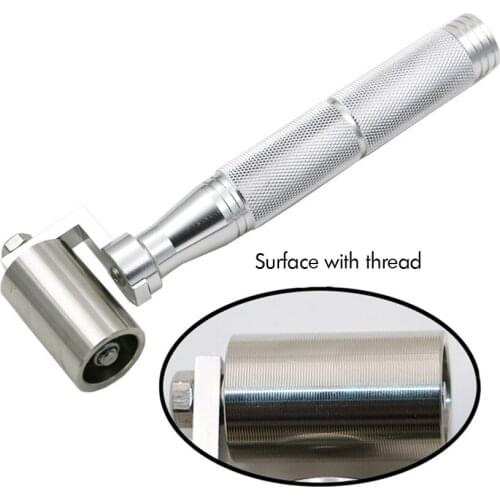 40x24mm Stainless Steel Wallpaper Seam Roller, Surface with Thread DIY Hand Roller Seam Flat Press Roller Wheel with Bearing