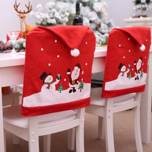 Christmas Decoration Chair Cover Stool Set Fashion Non-Woven Big Hat Chair Cover Stool Set Cushion Soft And Durable Reusable