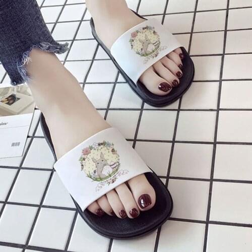 Women Shoes Summer beach bathroom Home Slippers Cartoon Graphics Print Flat Non-slip Sandals Indoor Floor Slides Ladies shoes