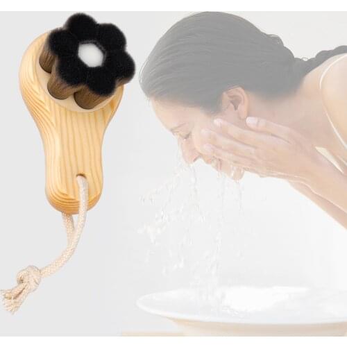 Facial Brushes Bamboo Charcoal Fiber Soft Facial Brush Pore Cleaner Exfoliate Cleaning Brush Wood Handle Face Skin Care Tool