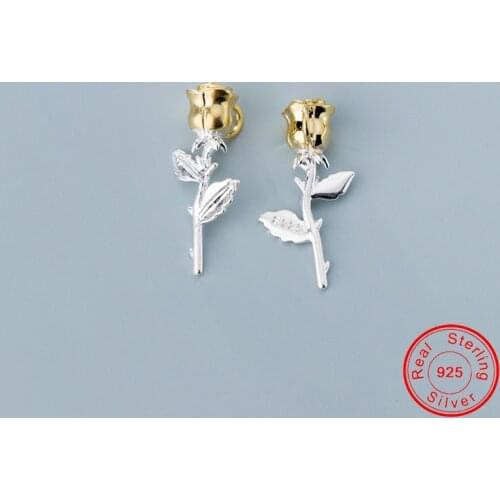 UQBing Free Shipping Gold Color Rose Flower Big Dangle 925 Sterling Silver Charms Pendant Necklace & Bracelets Jewelry Making