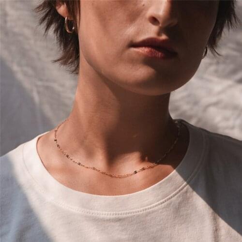 Visunion Fashion Stainless Steel Chain Necklace Gold Color Top Quality Clavicle Chain Minimalist Jewelry for Women Gift