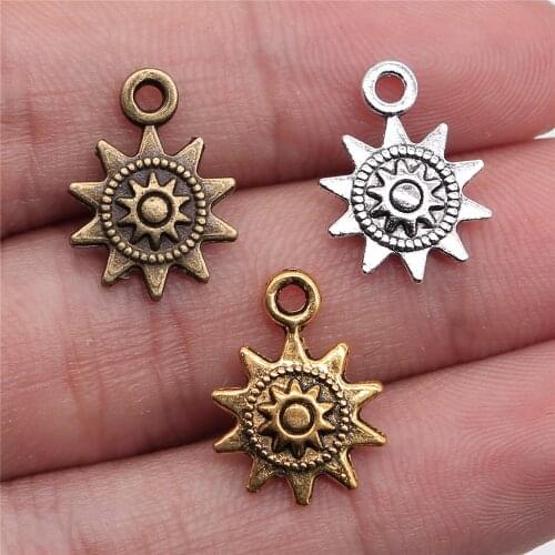 WYSIWYG 20pcs 17x12mm 3 Colors Antique Gold Antique Silver Color Antique Bronze Small Sun Pendant Charms For Jewelry Making
